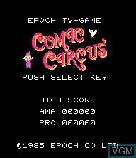 Image de l'ecran titre du jeu Comic Circus sur Epoch S. Cassette Vision