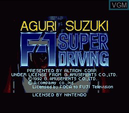 Image de l'ecran titre du jeu Aguri Suzuki F-1 Super Driving sur Nintendo Super NES