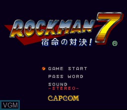 Image de l'ecran titre du jeu RockMan 7 - Shukumei no Taiketsu! sur Nintendo Super NES
