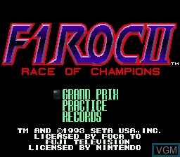Image de l'ecran titre du jeu F1 ROC II - Race of Champions sur Nintendo Super NES