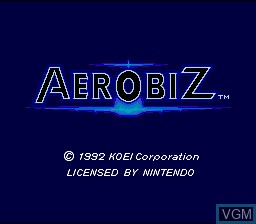 Image de l'ecran titre du jeu Aerobiz sur Nintendo Super NES