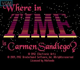 Image de l'ecran titre du jeu Where in Time is Carmen Sandiego? sur Nintendo Super NES