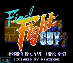 Image de l'ecran titre du jeu Final Fight Guy sur Nintendo Super NES