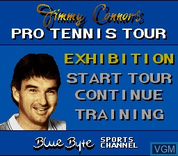 Image de l'ecran titre du jeu Jimmy Connors Pro Tennis Tour sur Nintendo Super NES