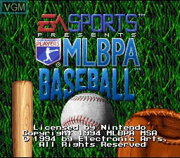 Image de l'ecran titre du jeu MLBPA Baseball sur Nintendo Super NES