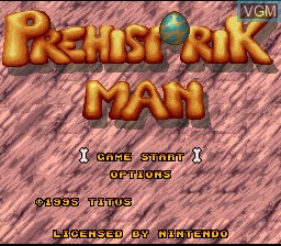 Image de l'ecran titre du jeu Prehistorik Man sur Nintendo Super NES