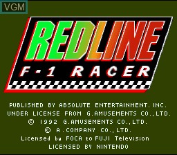 Image de l'ecran titre du jeu Redline F-1 Racer sur Nintendo Super NES