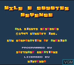 Image de l'ecran titre du jeu Wile E Coyotes Revenge sur Nintendo Super NES