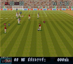 Image in-game du jeu Super Formation Soccer 95 - della Serie A - UCC Xaqua sur Nintendo Super NES