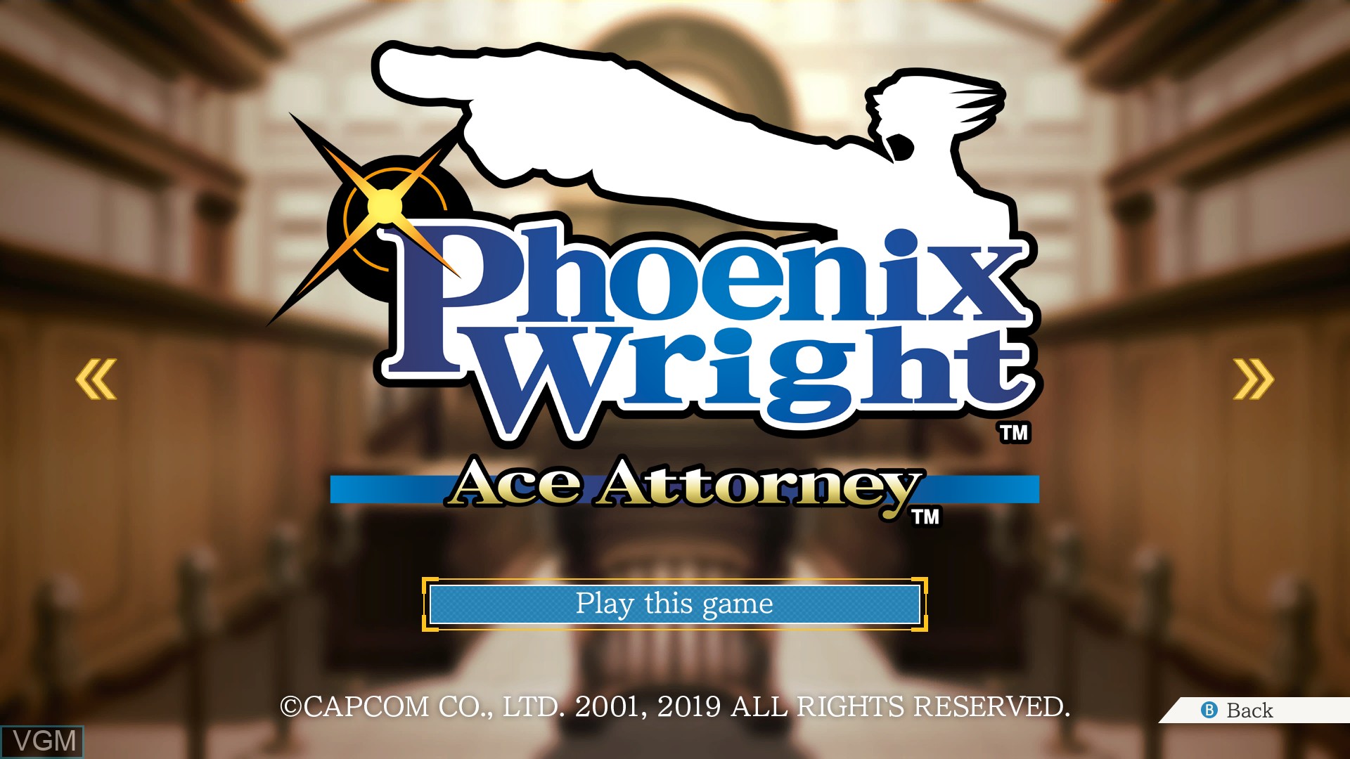 Image du menu du jeu Phoenix Wright Ace Attorney Trilogy sur Switch