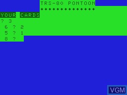 Image in-game du jeu Pontoon sur Tandy MC10