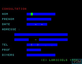 Image in-game du jeu Carnet d'Adresses sur Philips VG5000