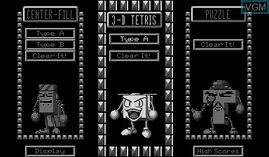 Image du menu du jeu 3-D Tetris sur Nintendo Virtual Boy