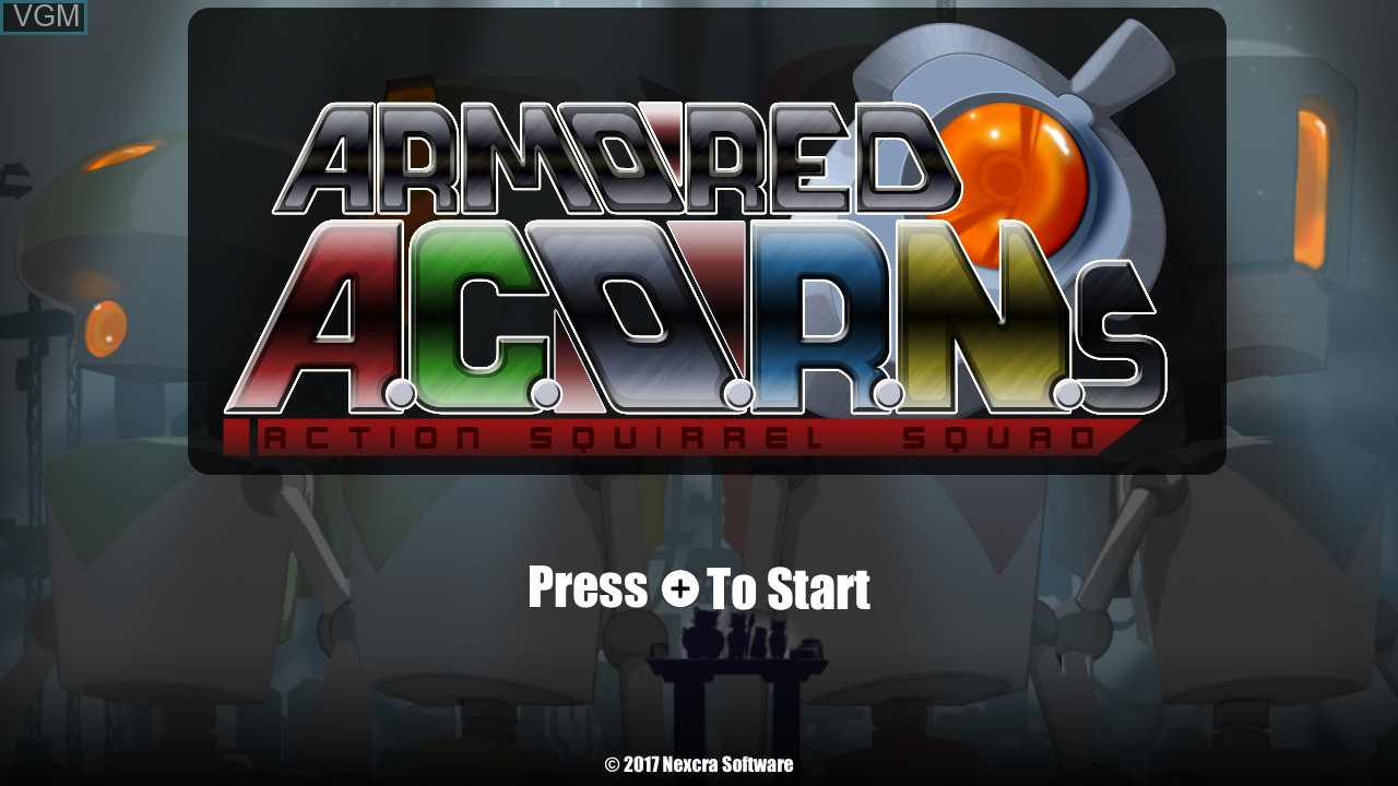 Image de l'ecran titre du jeu Armored ACORNs - Action Squirrel Squad sur Nintendo Wii U