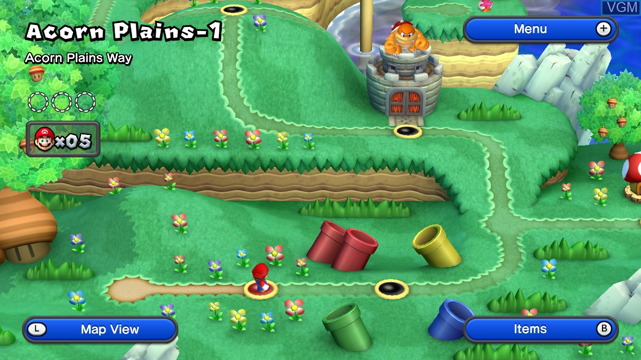 Image du menu du jeu New Super Mario Bros. U sur Nintendo Wii U