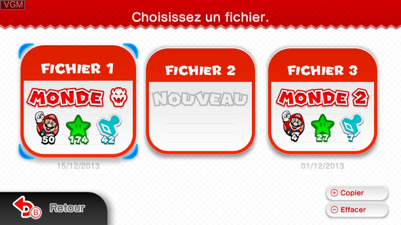 Image du menu du jeu Super Mario 3D World sur Nintendo Wii U