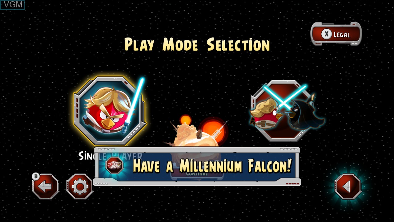 Image du menu du jeu Angry Birds Star Wars sur Nintendo Wii U
