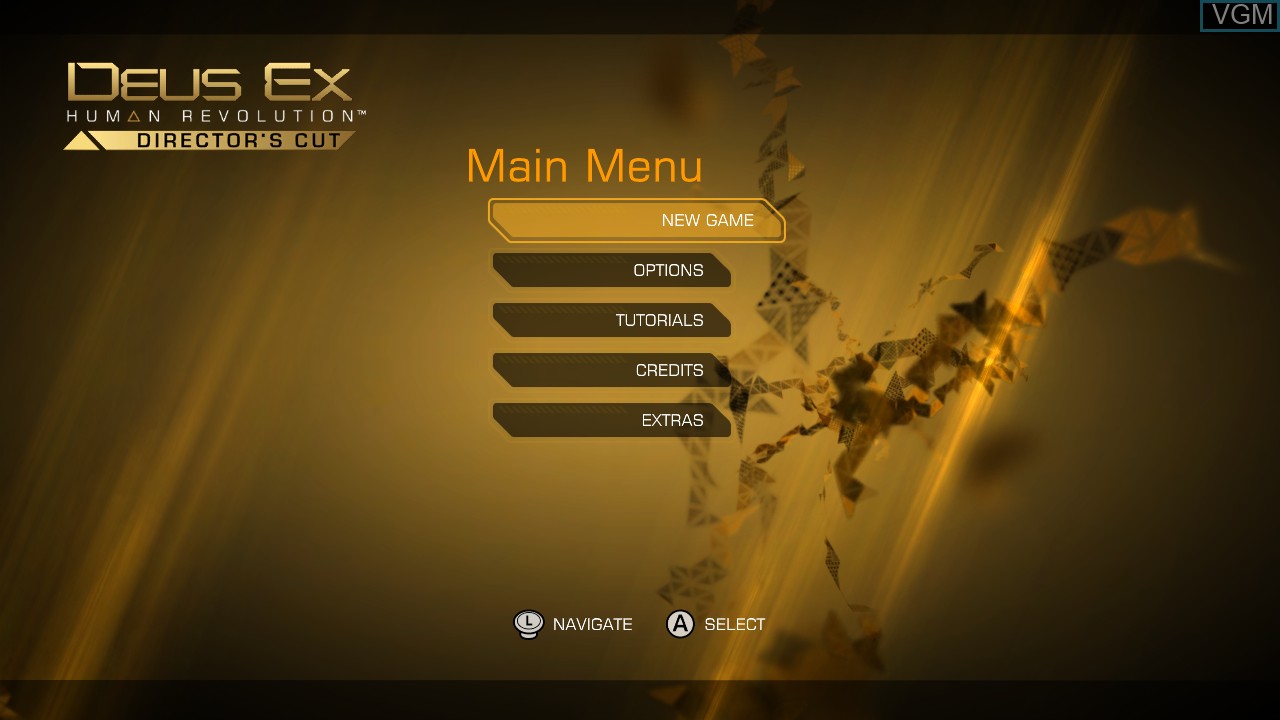 Image du menu du jeu Deus Ex - Human Revolution - Director's Cut sur Nintendo Wii U