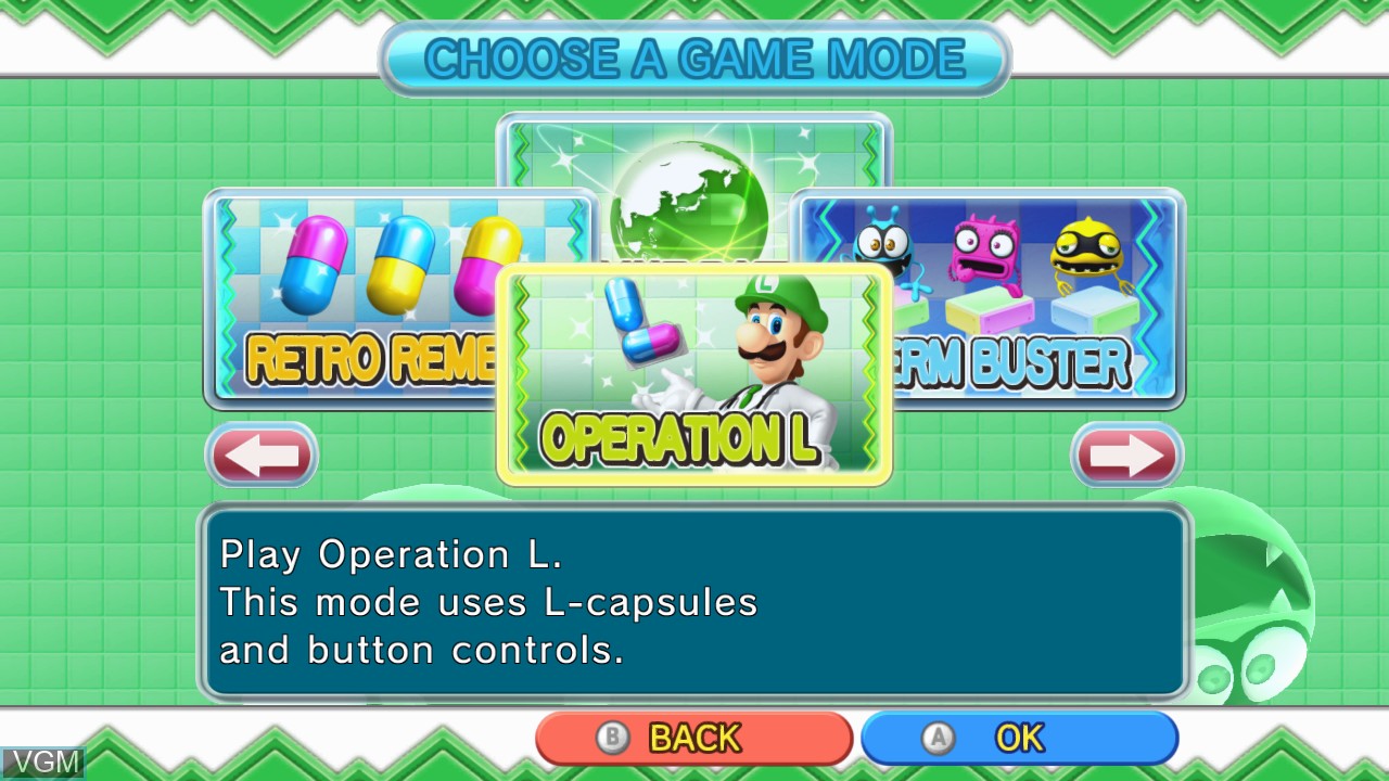 Image du menu du jeu Dr. Luigi sur Nintendo Wii U