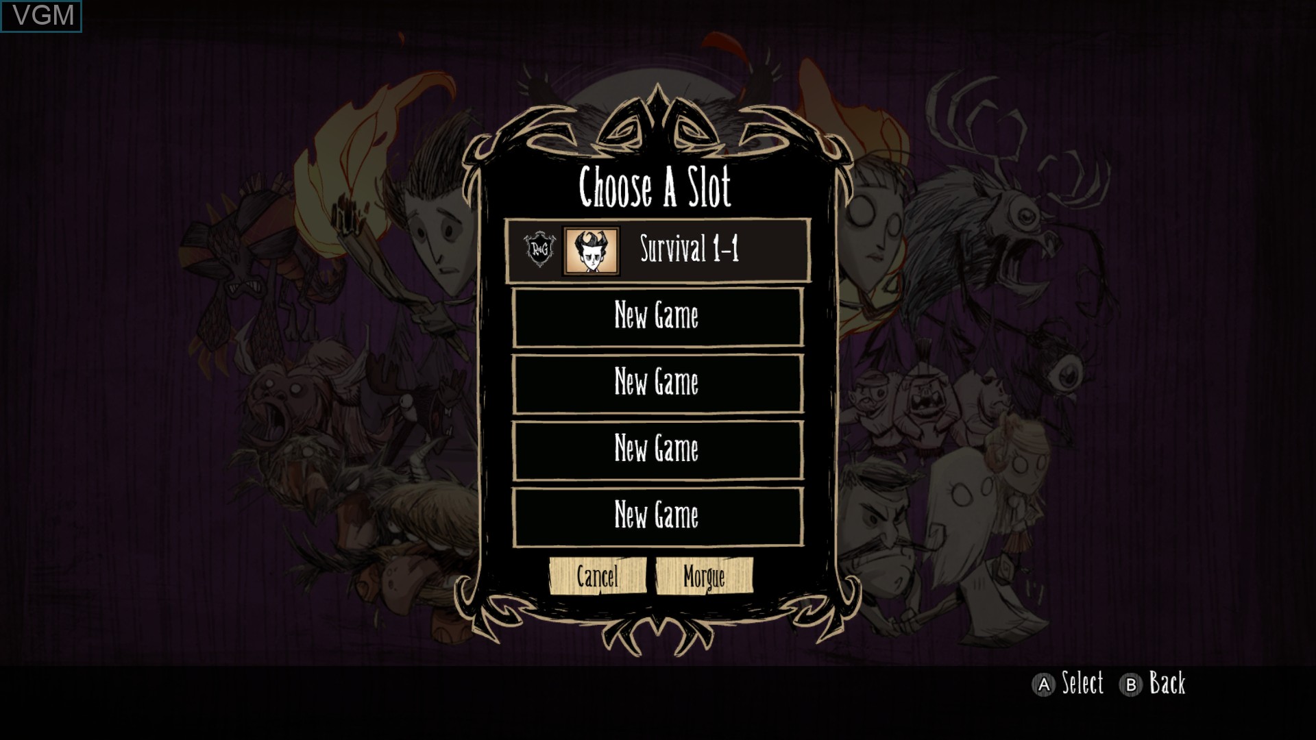 Image du menu du jeu Don't Starve - Giant Edition sur Nintendo Wii U