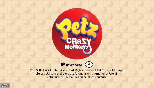 Image de l'ecran titre du jeu Petz Crazy Monkeyz sur Nintendo Wii