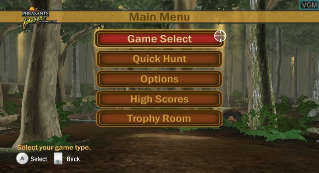 Image du menu du jeu Pheasants Forever - Wingshooter sur Nintendo Wii