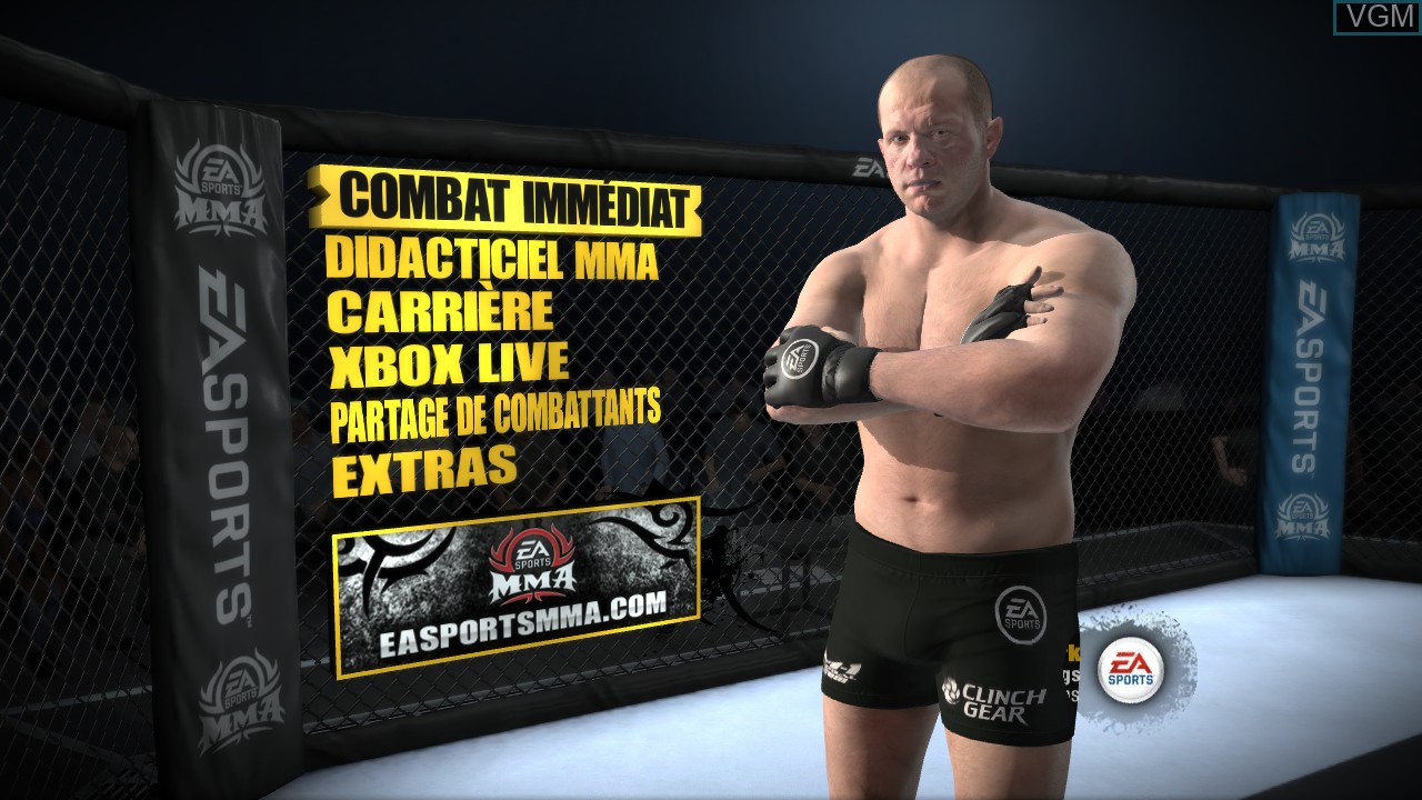 Image du menu du jeu EA Sports MMA sur Microsoft Xbox 360