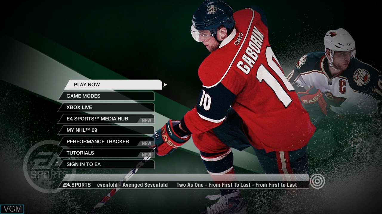 Image du menu du jeu NHL 09 sur Microsoft Xbox 360