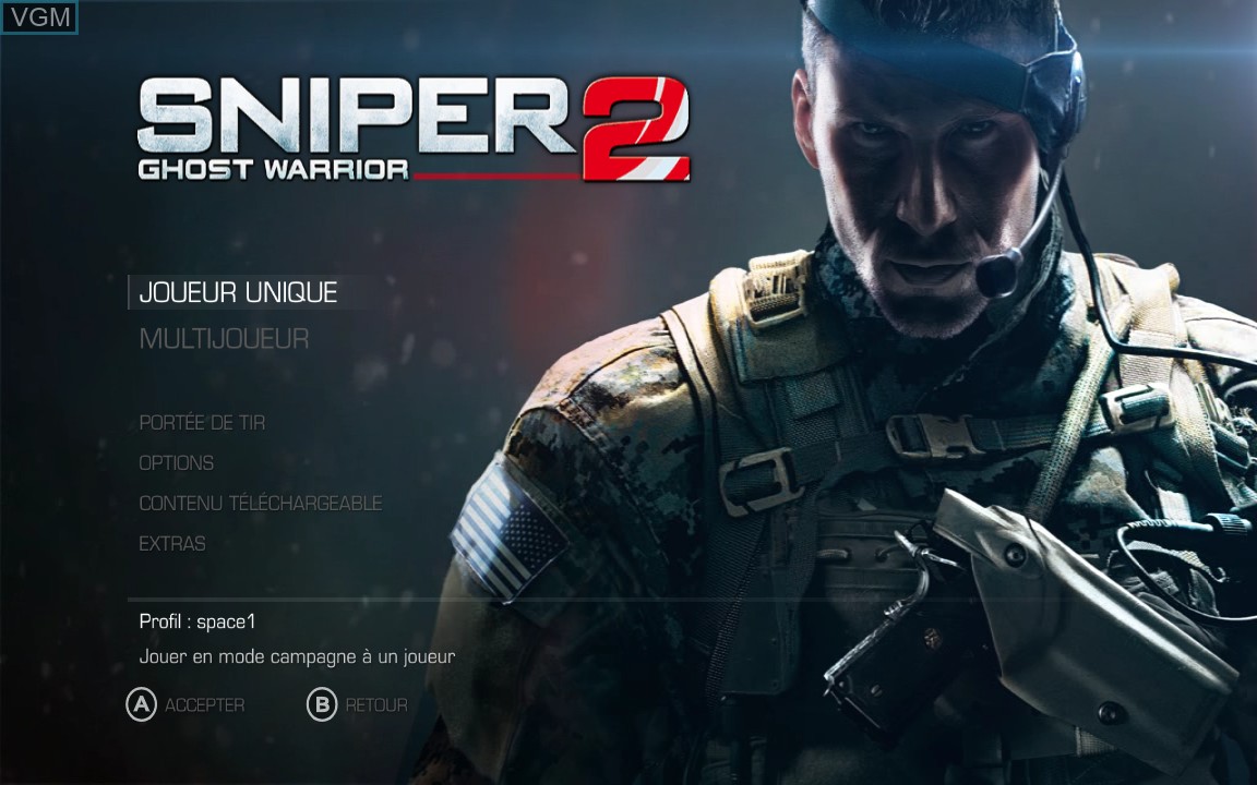 Image du menu du jeu Sniper - Ghost Warrior 2 sur Microsoft Xbox 360