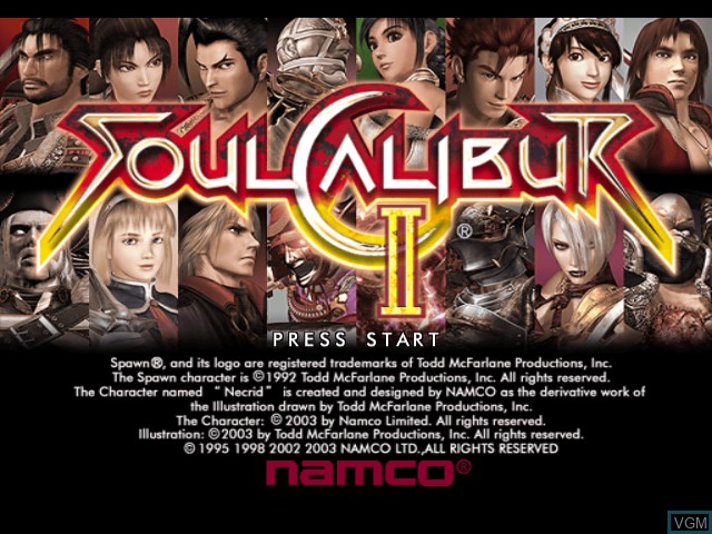 Image de l'ecran titre du jeu SoulCalibur II sur Microsoft Xbox