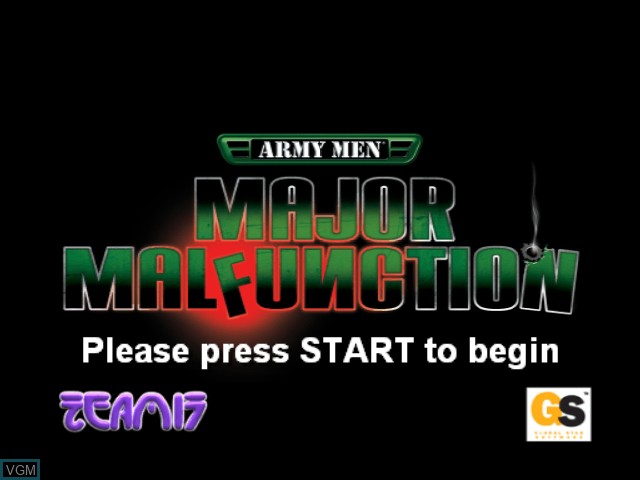 Image de l'ecran titre du jeu Army Men - Major Malfunction sur Microsoft Xbox
