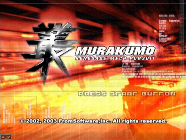 Image de l'ecran titre du jeu Murakumo - Renegade Mech Pursuit sur Microsoft Xbox