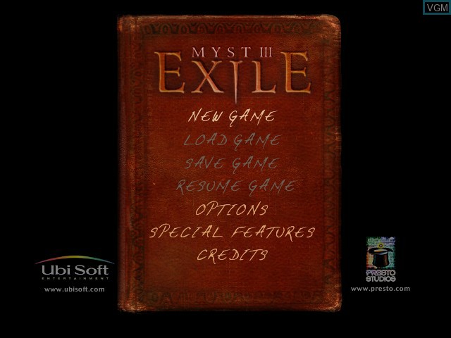 Image de l'ecran titre du jeu Myst III - Exile sur Microsoft Xbox