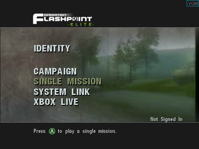 Image de l'ecran titre du jeu Operation Flashpoint - Elite sur Microsoft Xbox