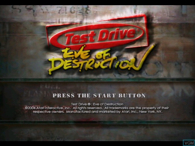 Image de l'ecran titre du jeu Test Drive - Eve of Destruction sur Microsoft Xbox