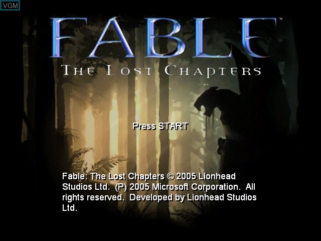 Image de l'ecran titre du jeu Fable - The Lost Chapters sur Microsoft Xbox