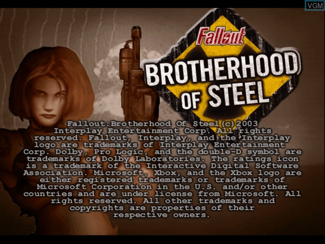 Image de l'ecran titre du jeu Fallout - Brotherhood of Steel sur Microsoft Xbox