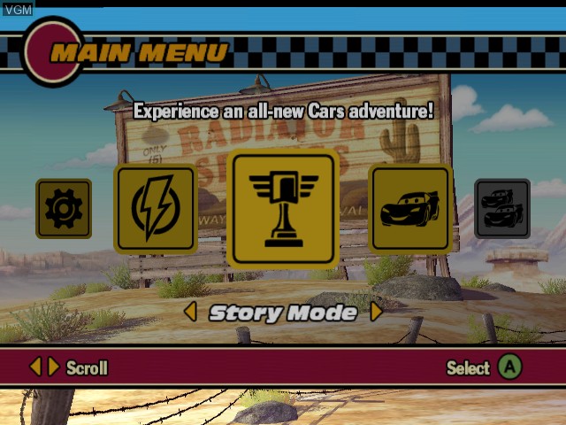 Image du menu du jeu Cars sur Microsoft Xbox