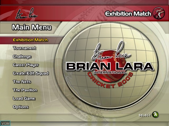 Image du menu du jeu Brian Lara International Cricket 2005 sur Microsoft Xbox