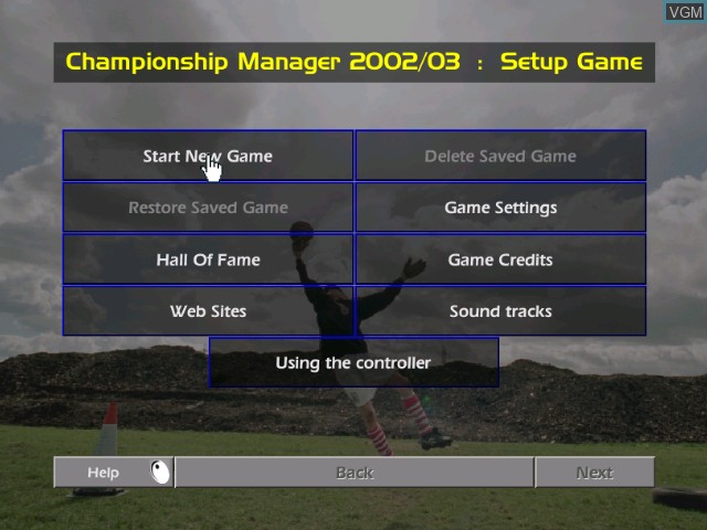 Image du menu du jeu Championship Manager 2002/2003 sur Microsoft Xbox