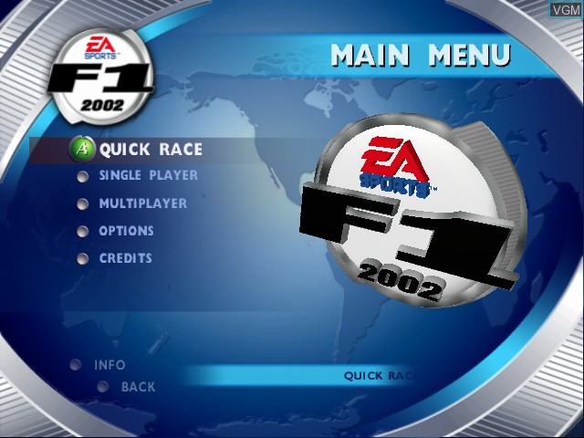 Image du menu du jeu F1 2002 sur Microsoft Xbox