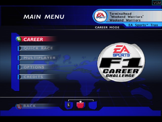 Image du menu du jeu F1 Career Challenge sur Microsoft Xbox