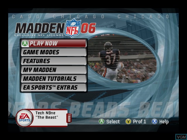 Image du menu du jeu Madden NFL 06 sur Microsoft Xbox