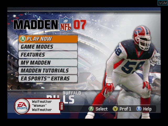 Image du menu du jeu Madden NFL 07 sur Microsoft Xbox