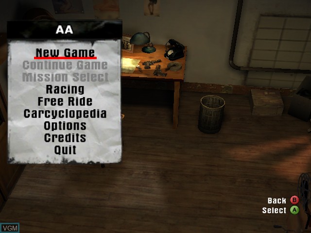Image du menu du jeu Mafia sur Microsoft Xbox