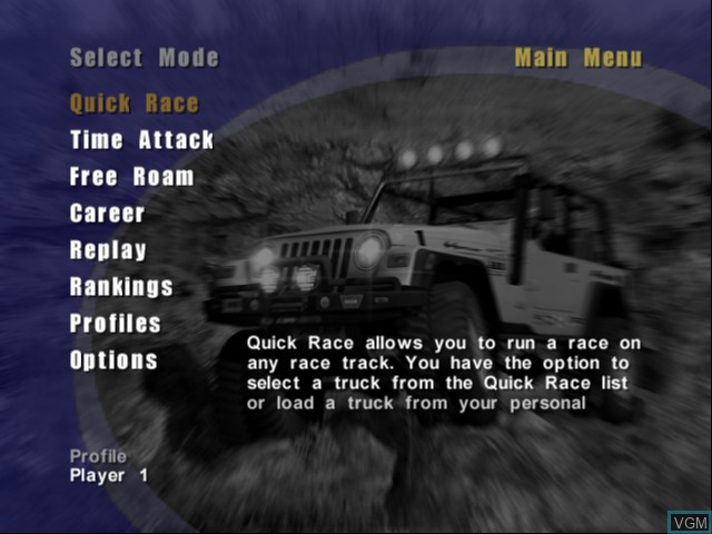 Image du menu du jeu 4X4 EVO 2 sur Microsoft Xbox