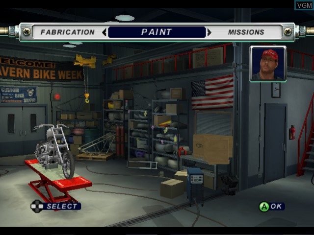 Image du menu du jeu American Chopper 2 - Full Throttle sur Microsoft Xbox