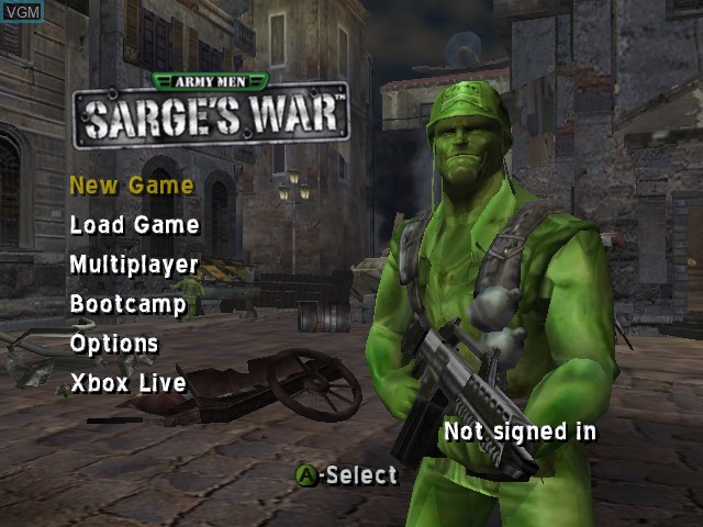 Image du menu du jeu Army Men - Sarge's War sur Microsoft Xbox
