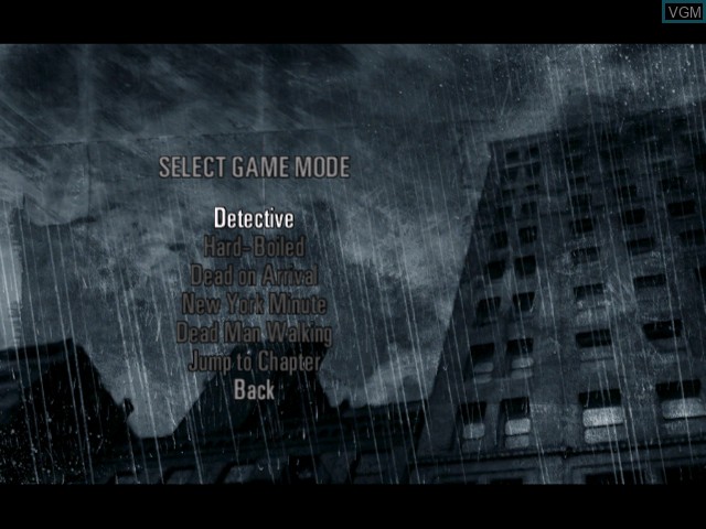 Image du menu du jeu Max Payne 2 - The Fall of Max Payne sur Microsoft Xbox