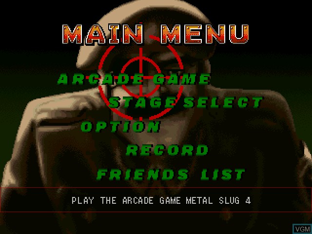 Image du menu du jeu Metal Slug 4 sur Microsoft Xbox